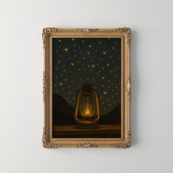 Fireflies Wall Decor For Cabin Mountain Home Lightning Bugs Art For Airbnb Cabin Themed Art Fire Flies Lanturn, Unframed Poster