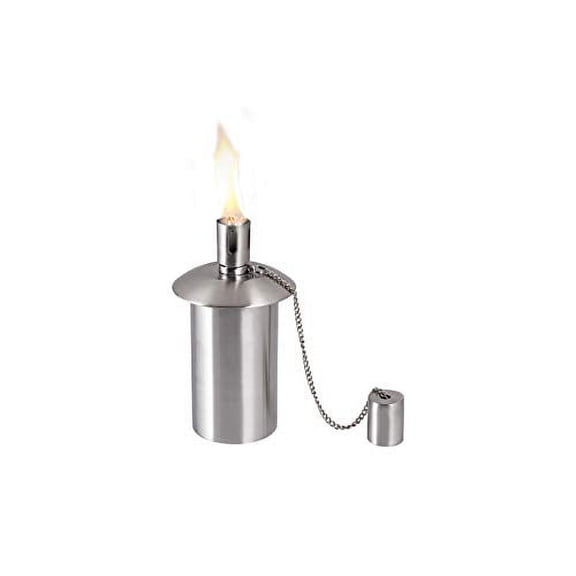 Firefly Brushed Stainless Steel Tiki Torch Canister Replacement with Fiberglass Wick and Snuffer - Fits 2-5/8-Inch Bamboo Outdoor Patio Tiki Torches - 6-7/8 Inches Tall