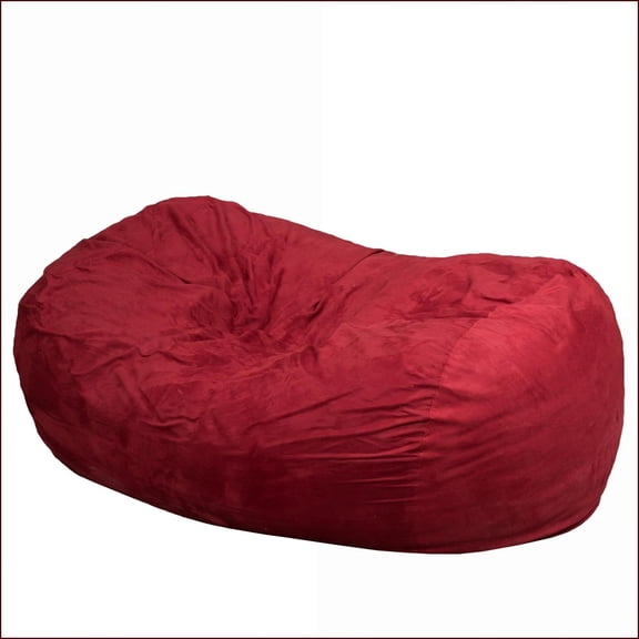 Firefly 6.5ft Suede Bean Bag Chair Soft Lazy Sofa for Adults | Red | Curved