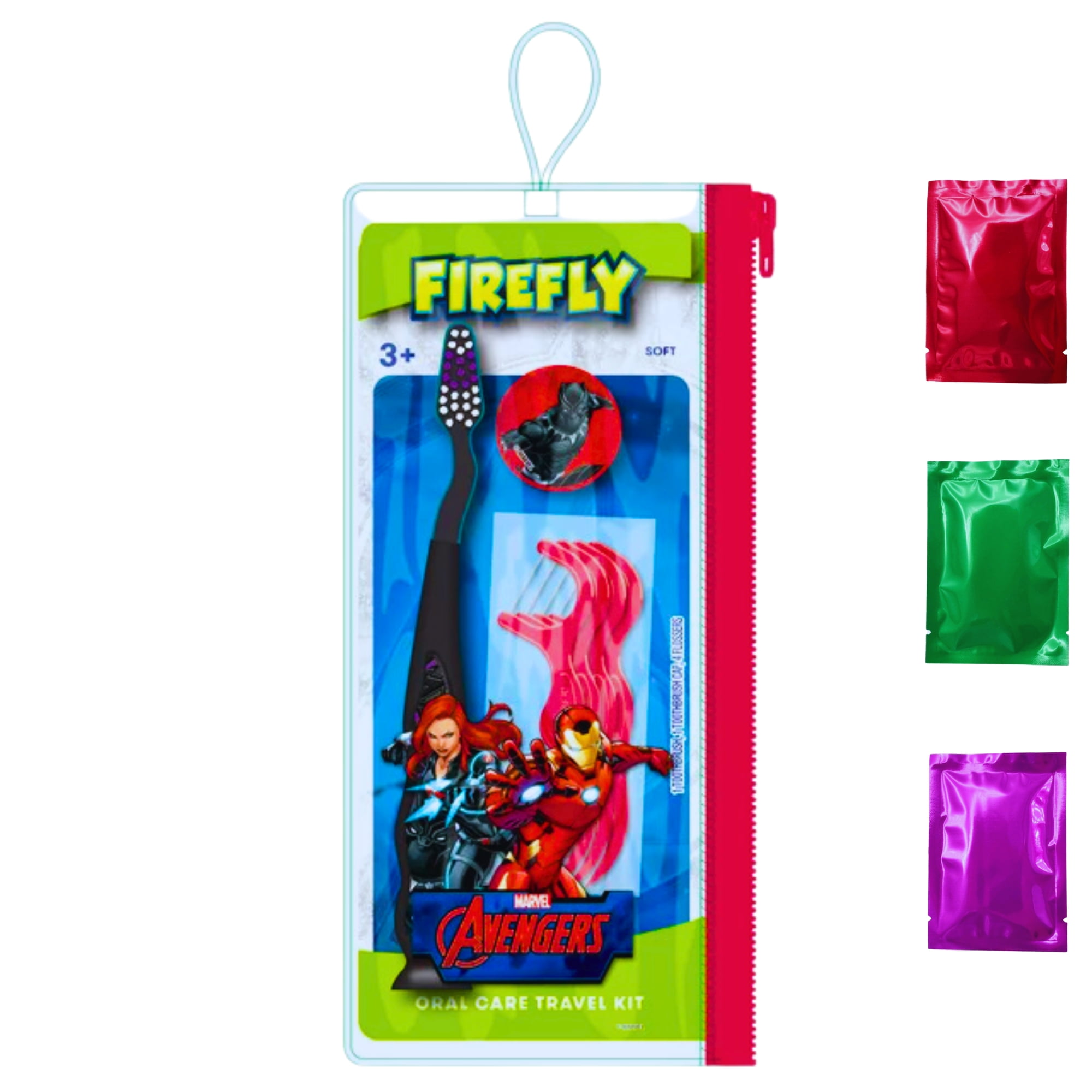 Firefly Avengers Oral Care Travel Kit, Soft Bristle Toothbrush Cap ...