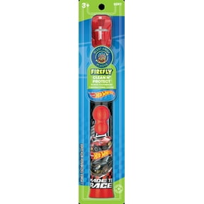 Firefly Clean N' Protect Kids Hot Wheels Power Toothbrush with Antibacterial Cover, Soft Bristles
