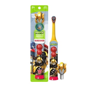 Firefly Clean N' Protect, Transformers Toothbrush with Fun 3D Antibacterial Character Cover, Soft Compact Brush Head, Ergonomic Handles for Small Hands, Battery Included, Ages 3+, 1 Count
