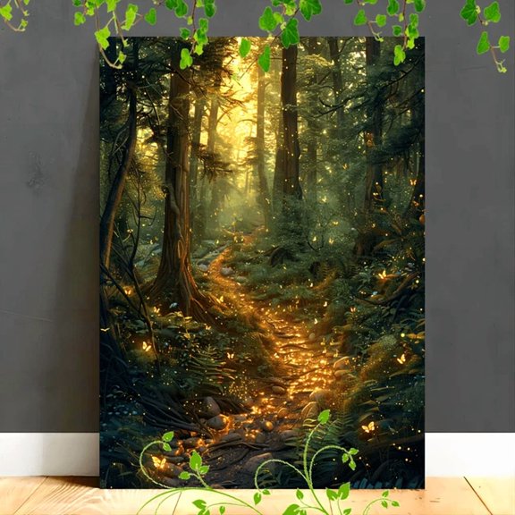 Firefly Covered Forest Trail Mystical Art For Dark Accent Wall Indoor Decor Home Decor Paper Poster Print Only