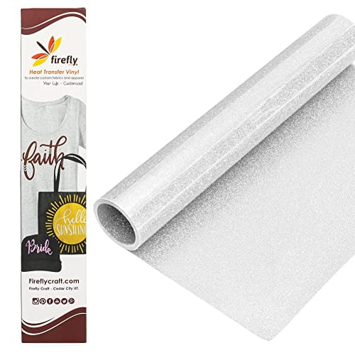 Firefly Craft Glitter White HTV - Heat Transfer Vinyl - Iron On Fabric  Sheets for Shirt Transfers - HTV Vinyl for Cricut - Heat Press Vinyl -  Single Colors or Bundle Multipack