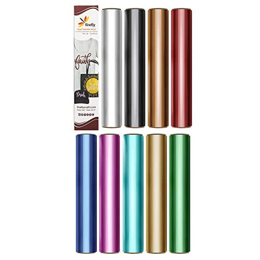Firefly Craft Metallic Heat Transfer Vinyl Sheets Bundle 9 Sheets, 12