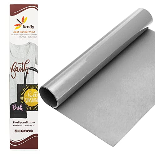 Firefly Craft Reflective Silver Heat Transfer Vinyl - HTV Vinyl for Cricut  - Heat Press Vinyl for Shirt Transfers - Iron On Fabric Sheets - 1 Piece, 5  Feet by 12.25 Inch Roll 