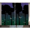 thumbnail image 1 of Ambesonne Firefly Curtains 2 Panel Set, Woodland Night Cartoon, 108" x 90", Dark Brown Violet, 1 of 3