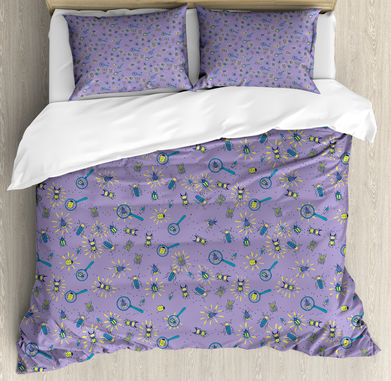Firefly Duvet Cover Set Queen Size, Ladybugs Beetles Night Symbol ...