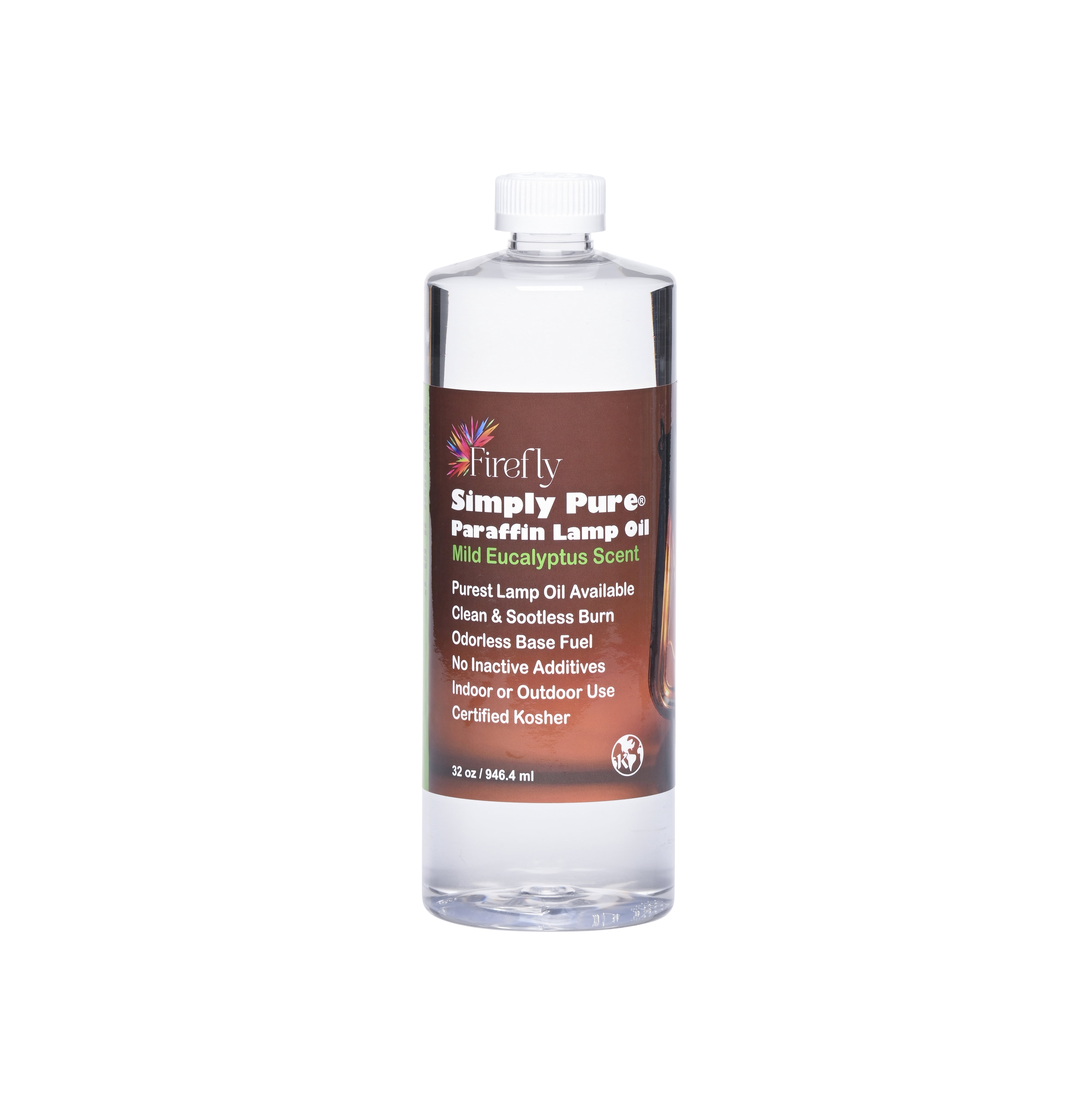 Firefly Fuel Premium Liquid Paraffin Lamp Oil for Indoor Use 32 oz - Indoor Smokeless Odorless Paraffin Oil Fuel for Lamps, Lanterns, Candles, Eucalyptus Scent, Kosher
