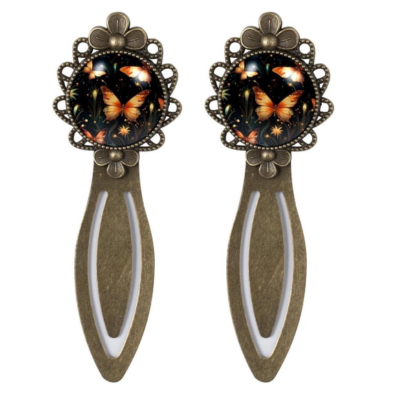 Firefly Elegant Vintage Copper-Colored Lace Bookmarks Set of 2 - Stainless Steel Book Markers for Gifts, Readers, and Book Lovers