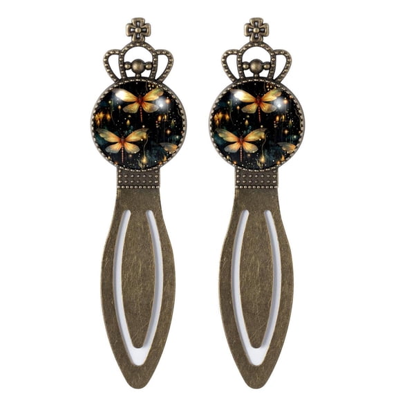 Firefly Elegant Vintage Copper Crown-Shaped Bookmarks - Set of 2 Stainless Steel Book Markers, Reading Accessories