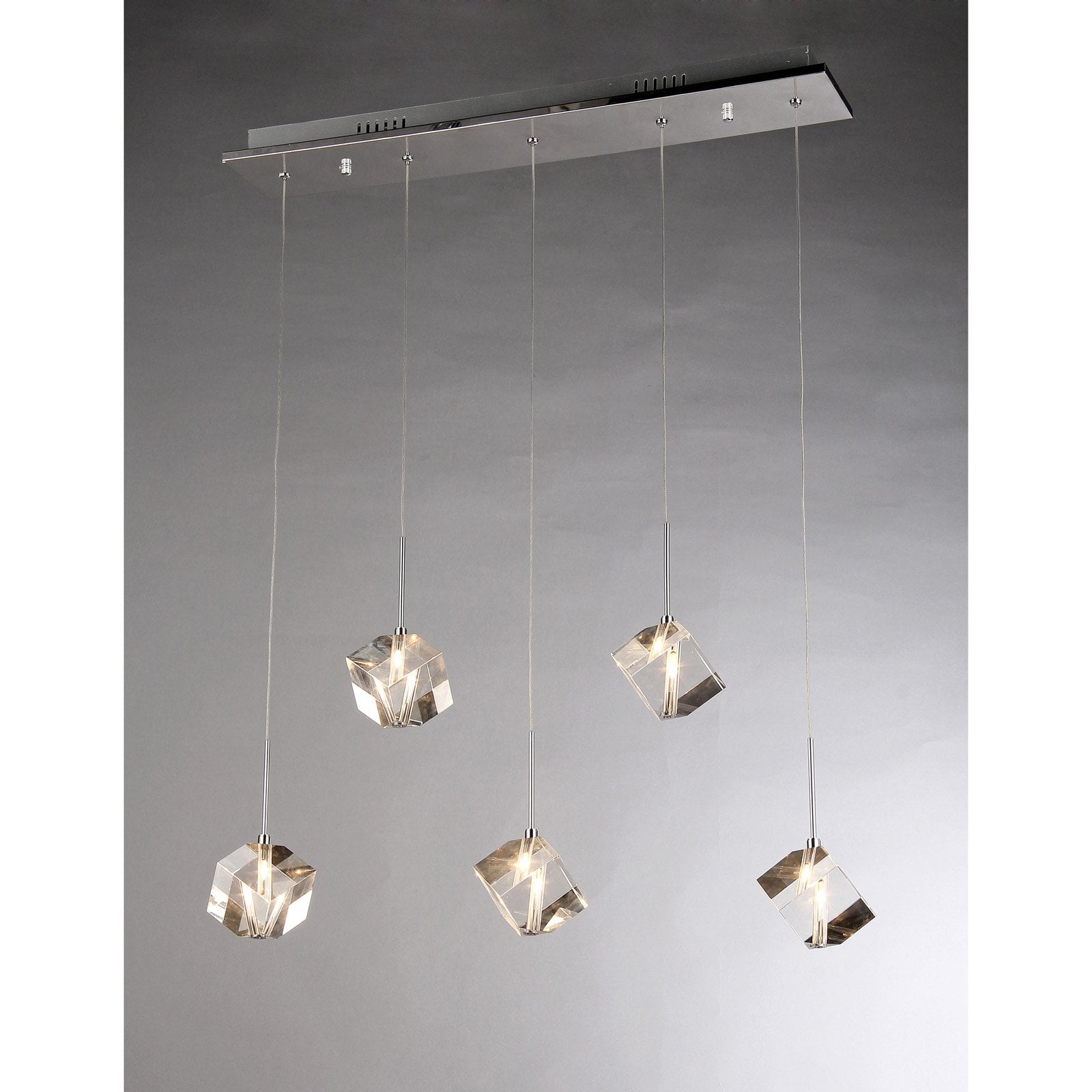 Chrome 27" Floating Crystal 5-Light Pendant
