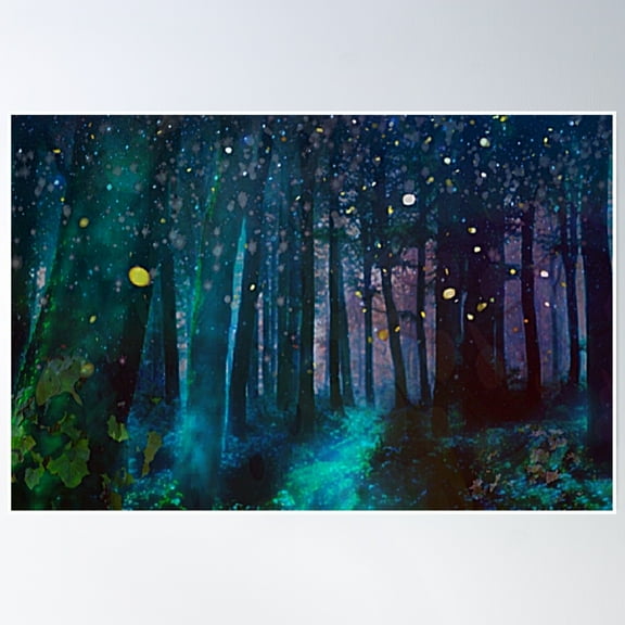 Firefly Forest Poster Wall Art, Modern Wall Decor, 8x12 UNFRAMED