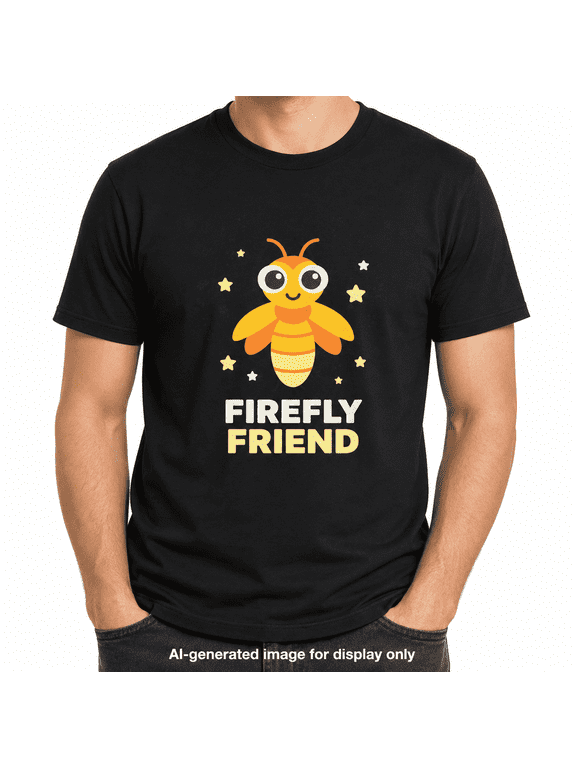 Firefly Friend Graphic T-Shirt, Cute Nature Casual Unisex Tee, Size XL