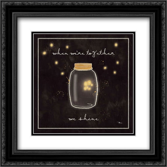 Firefly Glow II 2x Matted 20x20 Black Ornate Framed Art Print by Pela Studio