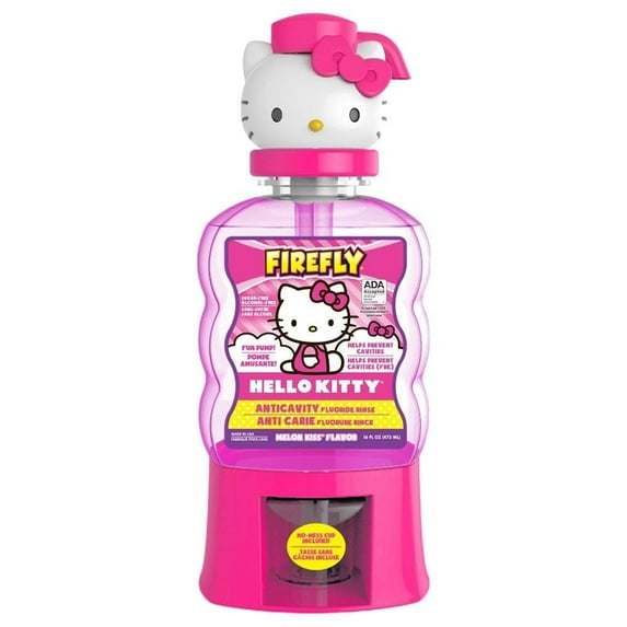 Firefly Hello Kitty Anticavity Fluoride Rinse Melon Kiss Flavor, 16.0 FL OZ