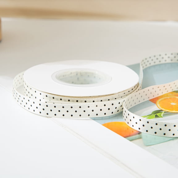 Firefly Hope 0.4 Inch x 25 Yards Polka Dot Grosgrain Ribbon, Spool Craft Ribbon for Christmas Gift Wrapping, DIY Crafts & Wedding Decor, Beige
