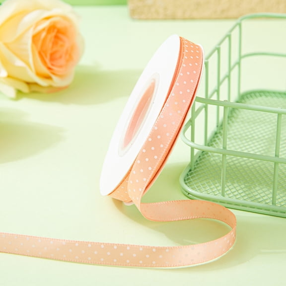 Firefly Hope 0.4 Inch x 25 Yards Polka Dot Grosgrain Ribbon, Spool Craft Ribbon for Christmas Gift Wrapping, DIY Crafts & Wedding Decor, Dark Champ