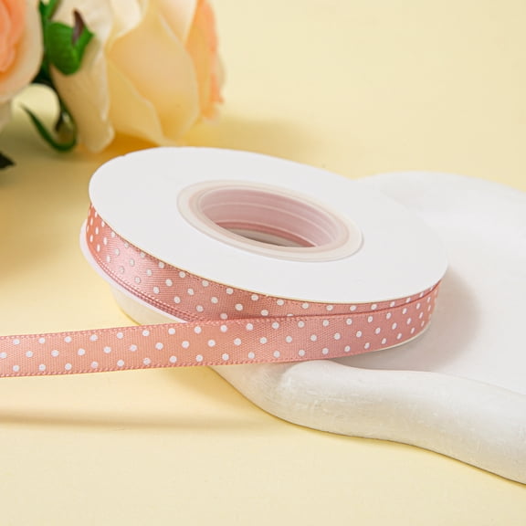 Firefly Hope 0.4 Inch x 25 Yards Polka Dot Grosgrain Ribbon, Spool Craft Ribbon for Christmas Gift Wrapping, DIY Crafts & Wedding Decor, Dark Pink B