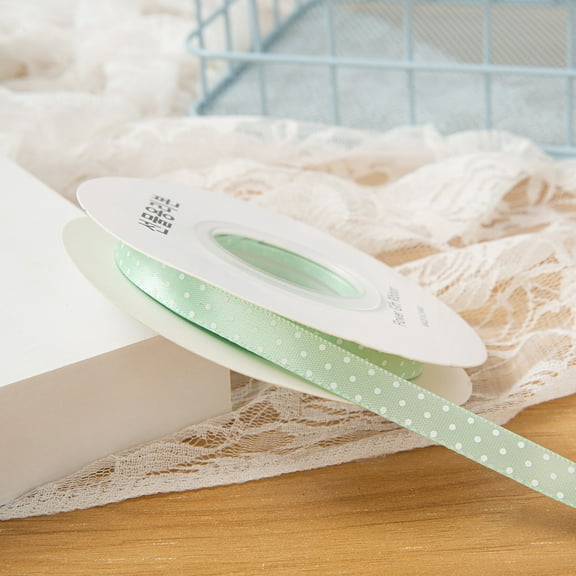 Firefly Hope 0.4 Inch x 25 Yards Polka Dot Grosgrain Ribbon, Spool Craft Ribbon for Christmas Gift Wrapping, DIY Crafts & Wedding Decor, Light Green