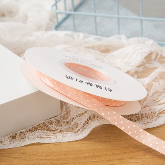 Firefly Hope 0.4 Inch x 25 Yards Polka Dot Grosgrain Ribbon, Spool Craft Ribbon for Christmas Gift Wrapping, DIY Crafts & Wedding Decor, Light Orange