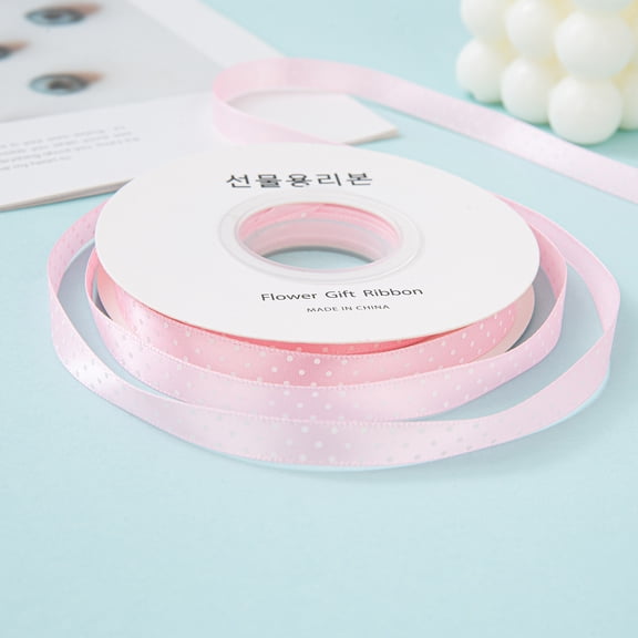 Firefly Hope 0.4 Inch x 25 Yards Polka Dot Grosgrain Ribbon, Spool Craft Ribbon for Christmas Gift Wrapping, DIY Crafts & Wedding Decor, Light Pink B