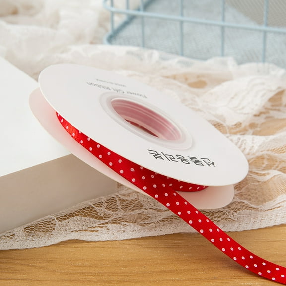 Firefly Hope 0.4 Inch x 25 Yards Polka Dot Grosgrain Ribbon, Spool Craft Ribbon for Christmas Gift Wrapping, DIY Crafts & Wedding Decor, Red