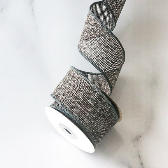 Firefly Hope 1.57 Inch x Continuous 5 Yard Burlap Wired Ribbon, Wired Edge for Big Bow, Wreath & Outdoor Garden Decor, Grey