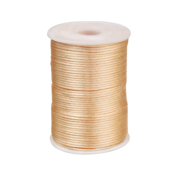Firefly Hope 1.5mm Nylon Satin Cord Braided Beading Thread, Rattail Macrame String for Chinese Knotting, Bracelets, Necklaces & DIY Jewelry Making, Beige