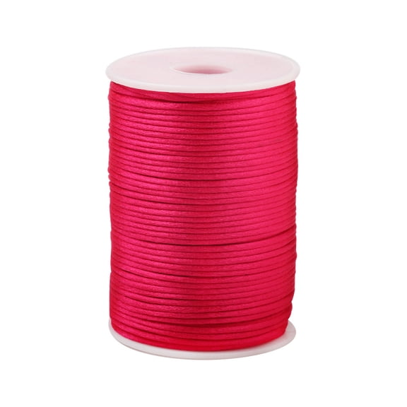 Firefly Hope 1.5mm Nylon Satin Cord Braided Beading Thread, Rattail Macrame String for Chinese Knotting, Bracelets, Necklaces & DIY Jewelry Making, Dark Pink
