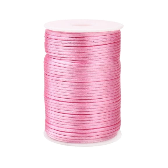 Firefly Hope 1.5mm Nylon Satin Cord Braided Beading Thread, Rattail Macrame String for Chinese Knotting, Bracelets, Necklaces & DIY Jewelry Making, Pink