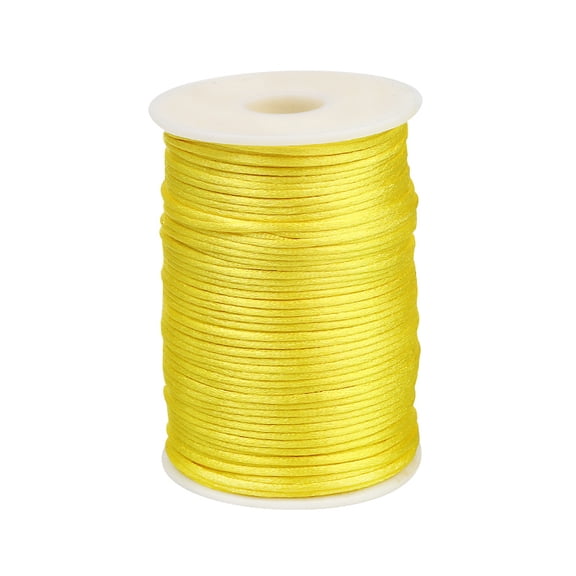 Firefly Hope 1.5mm Nylon Satin Cord Braided Beading Thread, Rattail Macrame String for Chinese Knotting, Bracelets, Necklaces & DIY Jewelry Making, Yellow