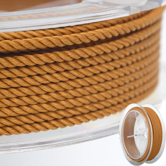 Firefly Hope 1.5mm Twisted Milan Cord Beading Thread, Durable Braided String for DIY Bracelet Necklace & Jewelry Making Supplies -Light Golden