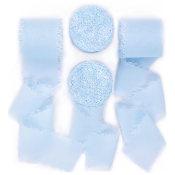 Firefly Hope 1.6" x 5 Yd/Roll Christmas Fringe Ribbon, 4 Rolls (20 Yards Total) Polyester for Bridal Bouquets & Invitations, Light Blue