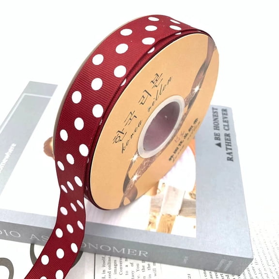 Firefly Hope 1 Inch x 48-Yard Dot Grosgrain Ribbon, Craft Ribbon for Gift Wrapping, Party Decor & Sewing Projects, Wine Red