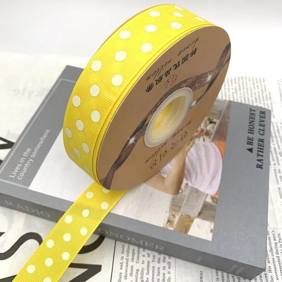 Firefly Hope 1 Inch x 48-Yard Dot Grosgrain Ribbon, Craft Ribbon for Gift Wrapping, Party Decor & Sewing Projects, Yellow