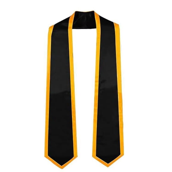 Firefly Hope 1 Pack 72" Plain Graduation Honor Stole, Unisex Adult-Fit Adjustable Sash, Reusable Commencement Ceremony Accessory, Black + Gold Trim