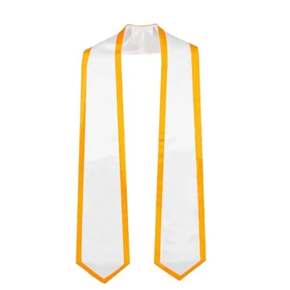 Firefly Hope 1 Pack 72" Plain Graduation Honor Stole, Unisex Adult-Fit Adjustable Sash, Reusable Commencement Ceremony Accessory, White + Gold Trim