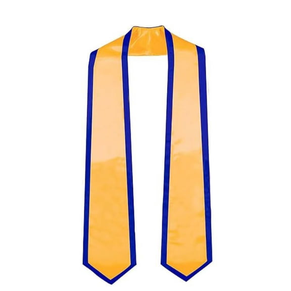 Firefly Hope 1 Pack 72" Plain Graduation Honor Stole, Unisex Adult-Fit Adjustable Sash, Reusable Commencement Ceremony Accessory, Yellow + Royal Trim