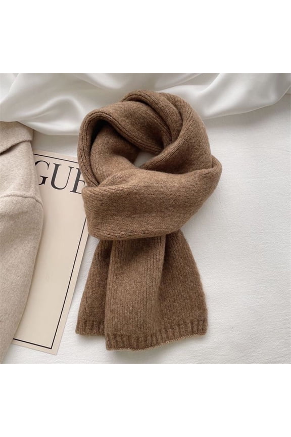 1 Pack Dark Brown Knit Scarf 638.27IN, Soft Lightweight Cozy Solid Color Winter Scarfs for Cold Weather & Daily Warm Wear