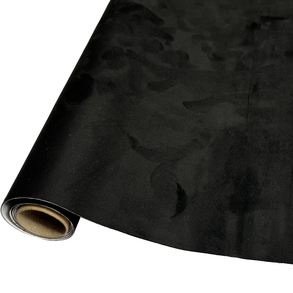 Firefly Hope 1 Piece 196.9*19.7in Self-Adhesive Faux Suede Material, Durable Sticky Fabric for Car Interior Decoration, Furniture & DIY Craft Refurbishing, Black