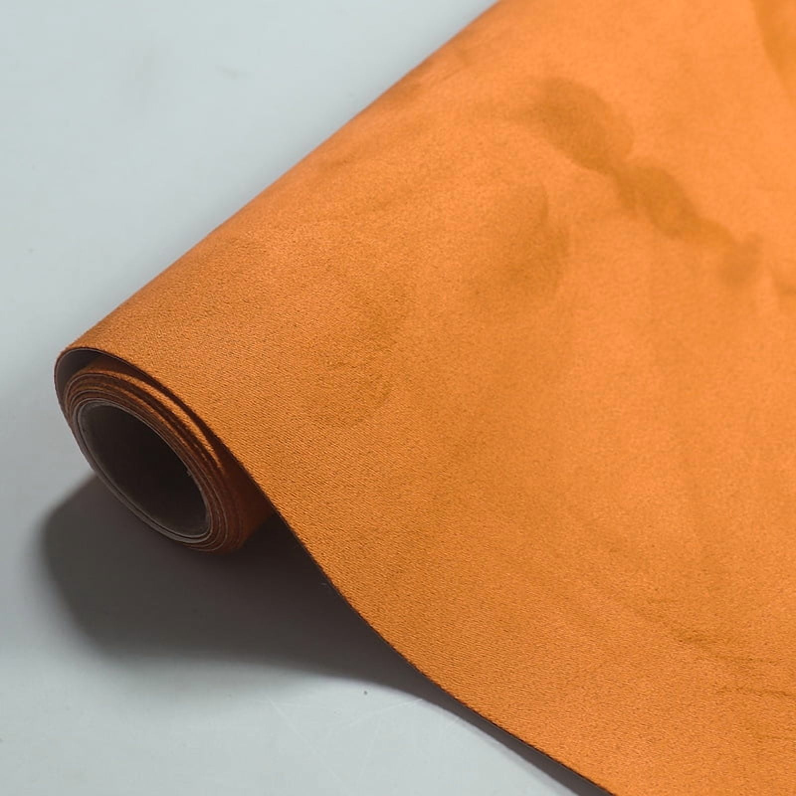 Firefly Hope 1 Piece 196.9*19.7in Self-Adhesive Faux Suede Material, Durable Sticky Fabric for Car Interior Decoration, Furniture & DIY Craft Refurbishing, Orange Yellow