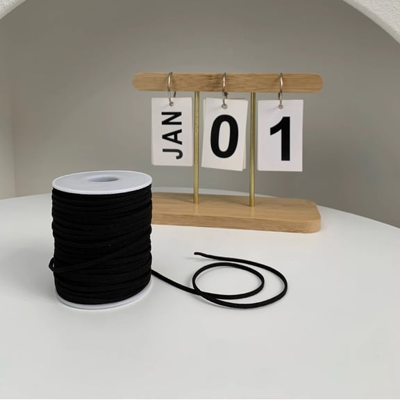 Firefly Hope 1 Roll Black 49.21yd Braided PU Rope, Soft Waterproof Fray-Resistant DIY Weaving Rope, Ideal for Crafts & Creative Handmade Projects