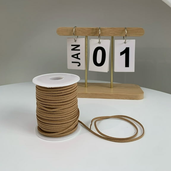 Firefly Hope 1 Roll Dark Khaki 49.21yd Braided PU Rope, Soft Waterproof Fray-Resistant DIY Weaving Rope, Ideal for Crafts & Creative Handmade Projects