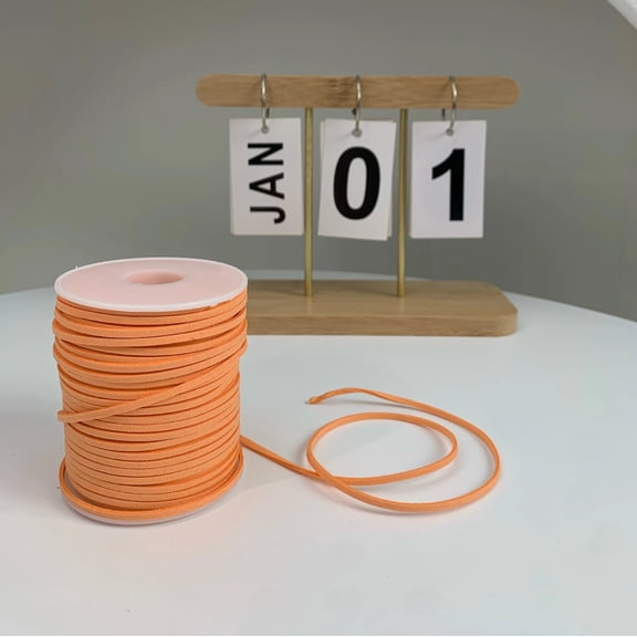 Firefly Hope 1 Roll Dark Orange 49.21yd Braided PU Rope, Soft Waterproof Fray-Resistant DIY Weaving Rope, Ideal for Crafts & Creative Handmade Projects