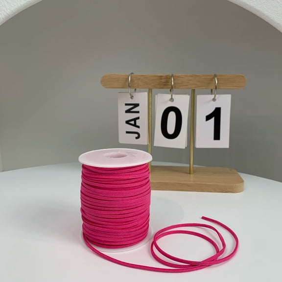 Firefly Hope 1 Roll Dark Pink 49.21yd Braided PU Rope, Soft Waterproof Fray-Resistant DIY Weaving Rope, Ideal for Crafts & Creative Handmade Projects