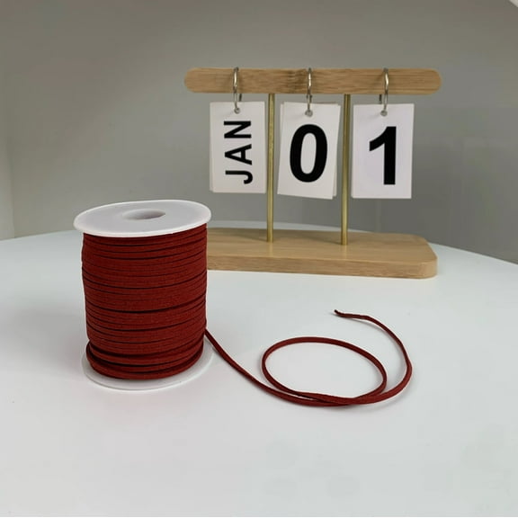 Firefly Hope 1 Roll Dark Red 49.21yd Braided PU Rope, Soft Waterproof Fray-Resistant DIY Weaving Rope, Ideal for Crafts & Creative Handmade Projects