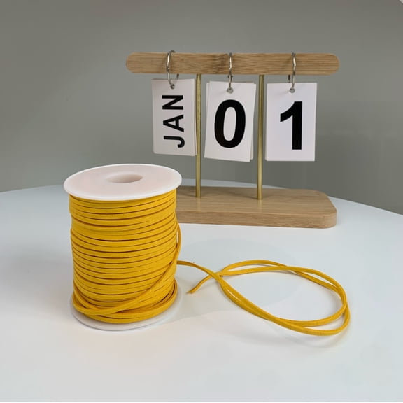 Firefly Hope 1 Roll Dark Yellow 49.21yd Braided PU Rope, Soft Waterproof Fray-Resistant DIY Weaving Rope, Ideal for Crafts & Creative Handmade Projects