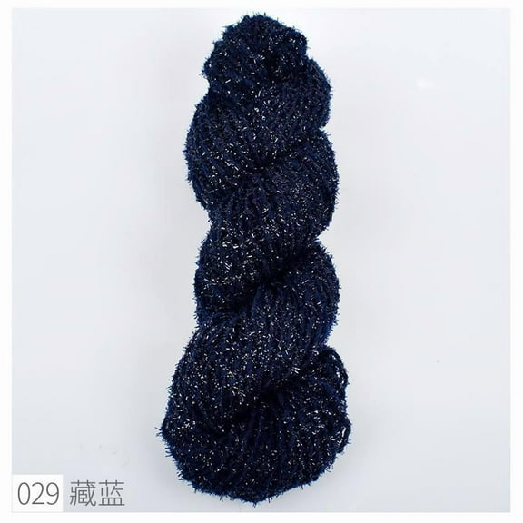 Firefly Hope 1 Roll Elegance Sparkly Yarn, Metallic Cotton Blend Fine Sport Weight Yarn for Knitting & Crochet, Lightweight Craft Thread 35g(70m) for Shawls & Sweaters, Navy Blue