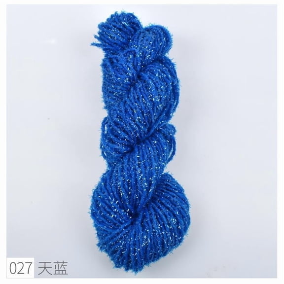 Firefly Hope 1 Roll Elegance Sparkly Yarn, Metallic Cotton Blend Fine Sport Weight Yarn for Knitting & Crochet, Lightweight Craft Thread 35g(70m) for Shawls & Sweaters, Sky Blue